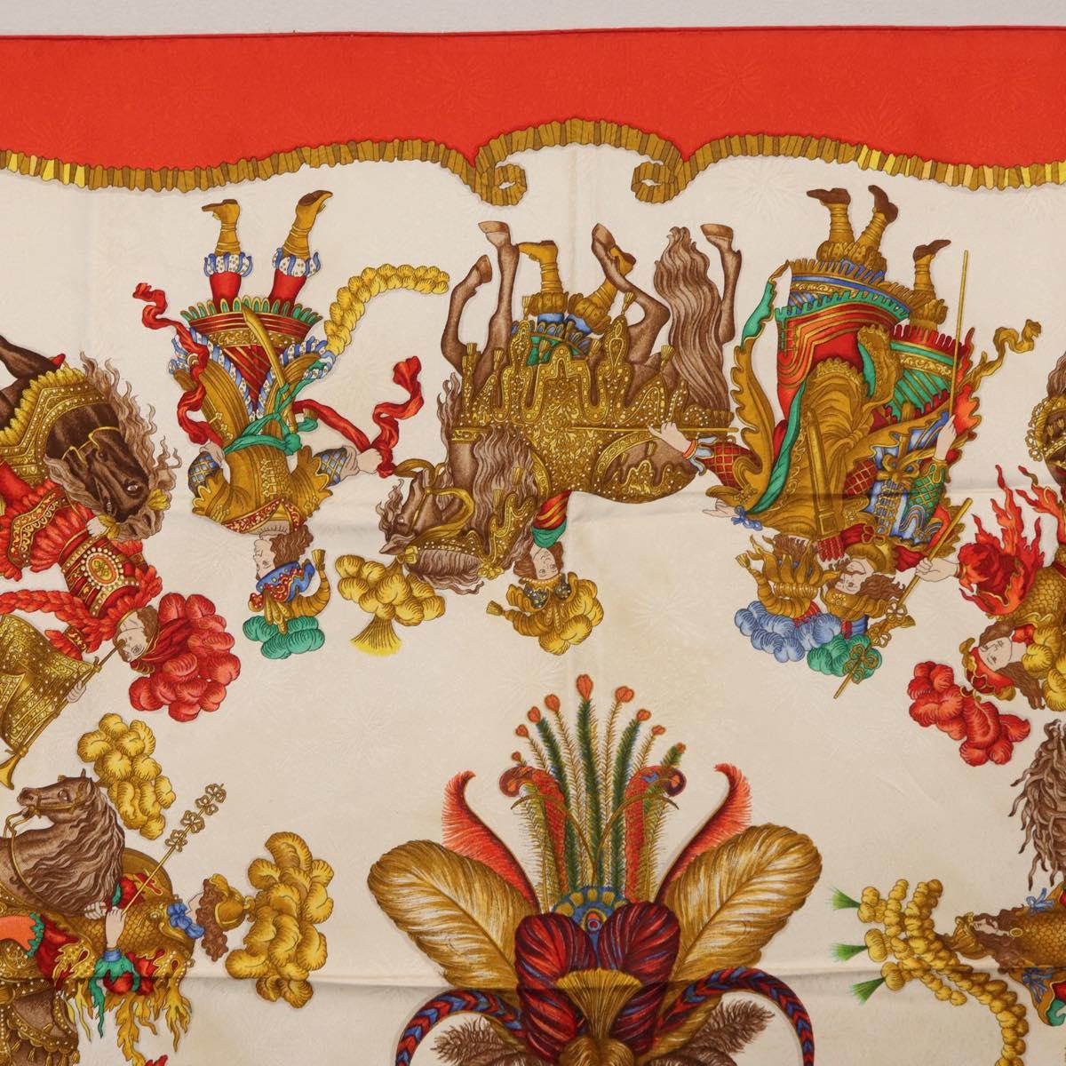 HERMES Carre 90 Scarf ""Les Ftes du Roi Soleil"" Silk Multicolor Auth BA12985