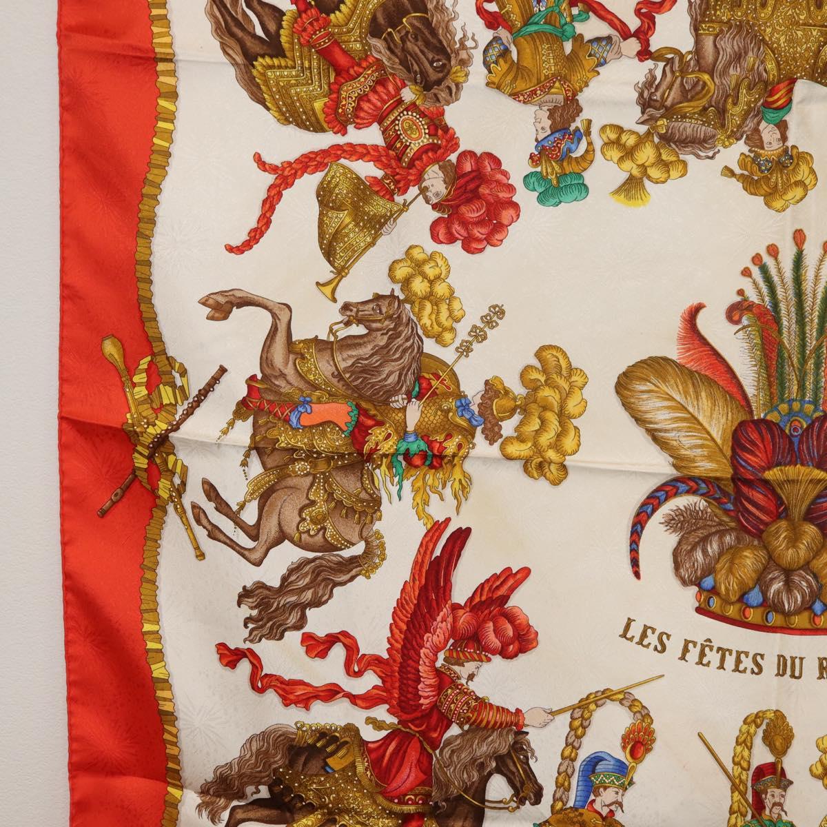 HERMES Carre 90 Scarf ""Les Ftes du Roi Soleil"" Silk Multicolor Auth BA12985