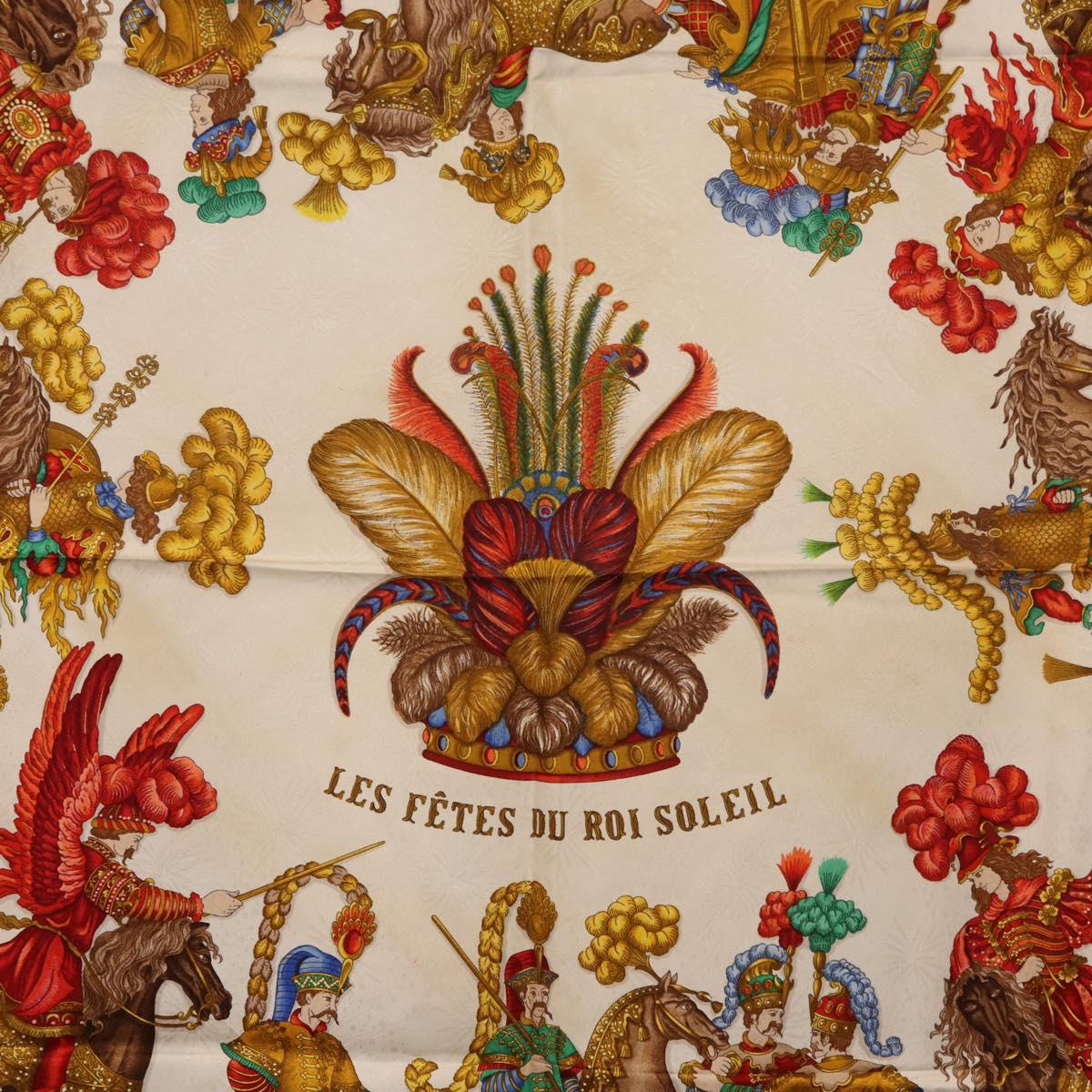 HERMES Carre 90 Scarf ""Les Ftes du Roi Soleil"" Silk Multicolor Auth BA12985