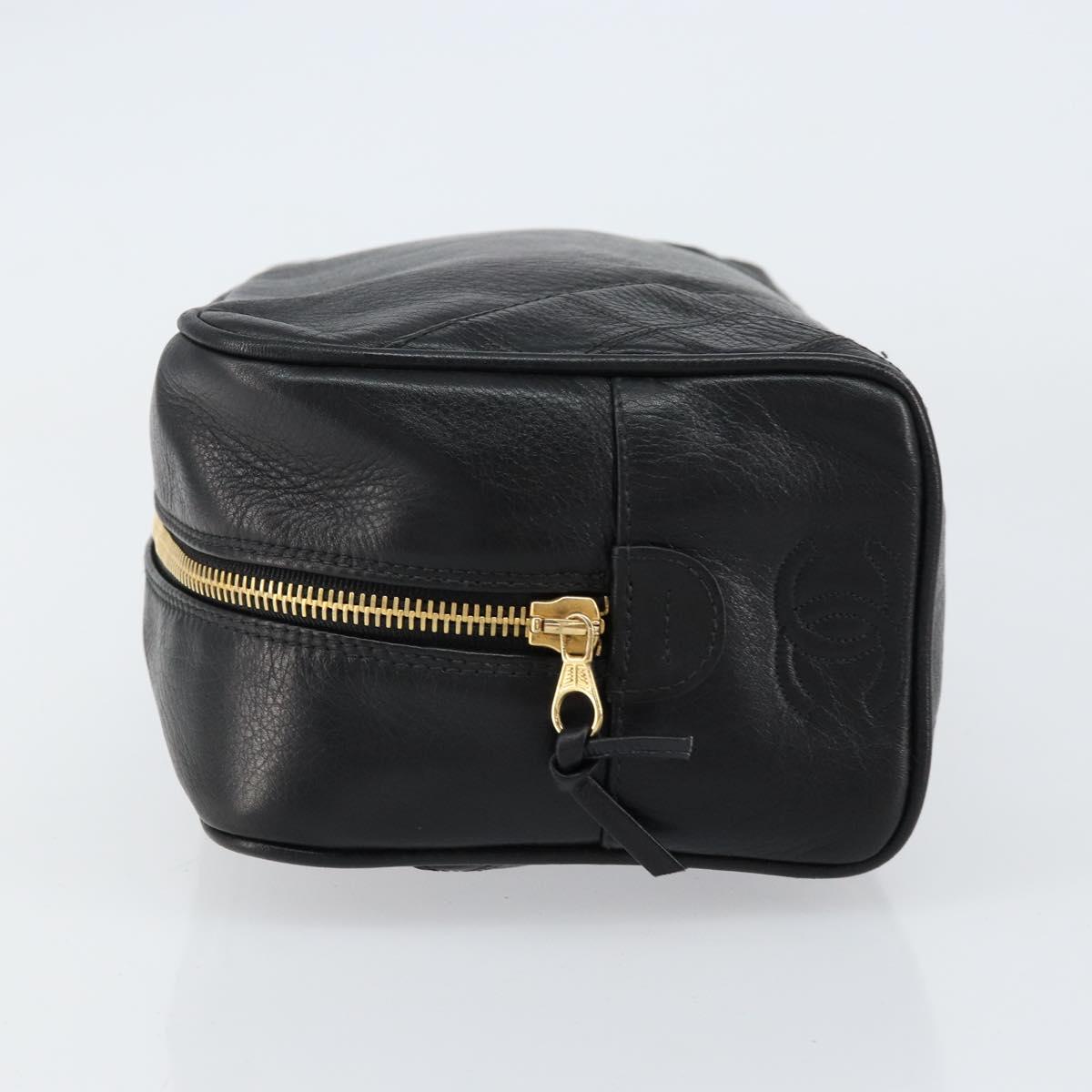 CHANEL Bicolore Clutch Bag Lamb Skin Black Gold CC Auth BA8250