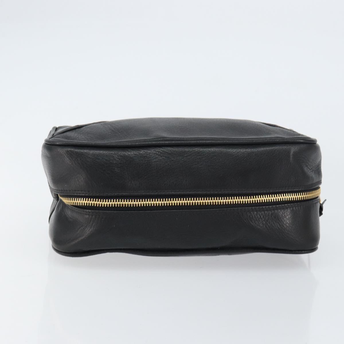 CHANEL Bicolore Clutch Bag Lamb Skin Black Gold CC Auth BA8250