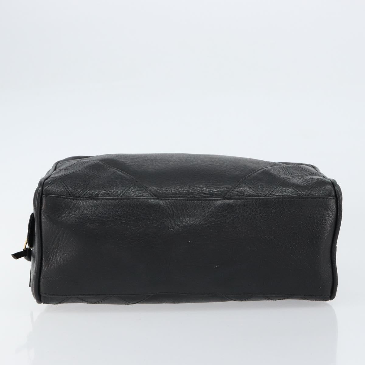 CHANEL Bicolore Clutch Bag Lamb Skin Black Gold CC Auth BA8250