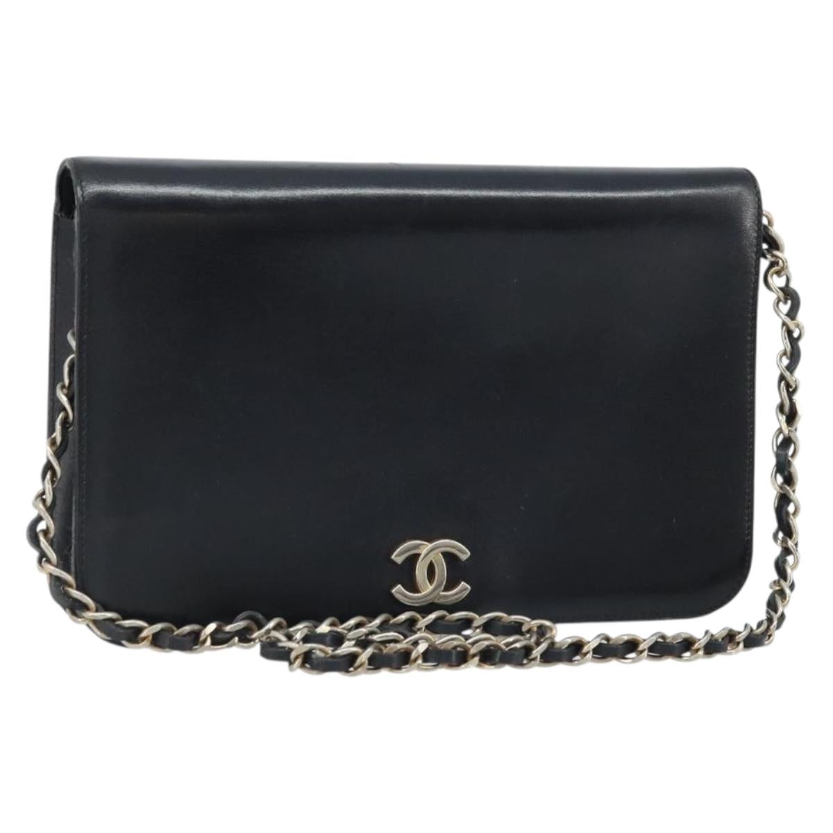Pre-Owned CHANEL Chain Shoulder Bag Leather Brown Gold CC Auth bs33888 bs33888