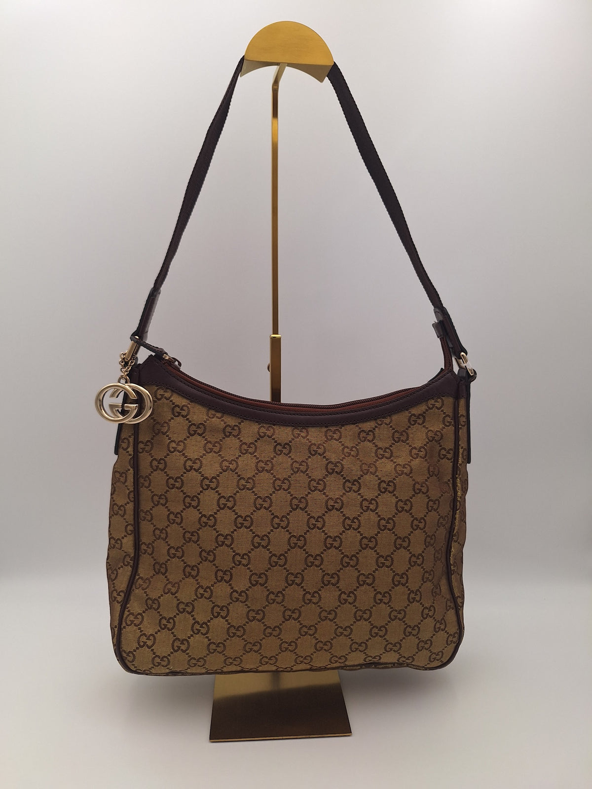Gucci GG Metallic Canvas Hobo Bag Gold