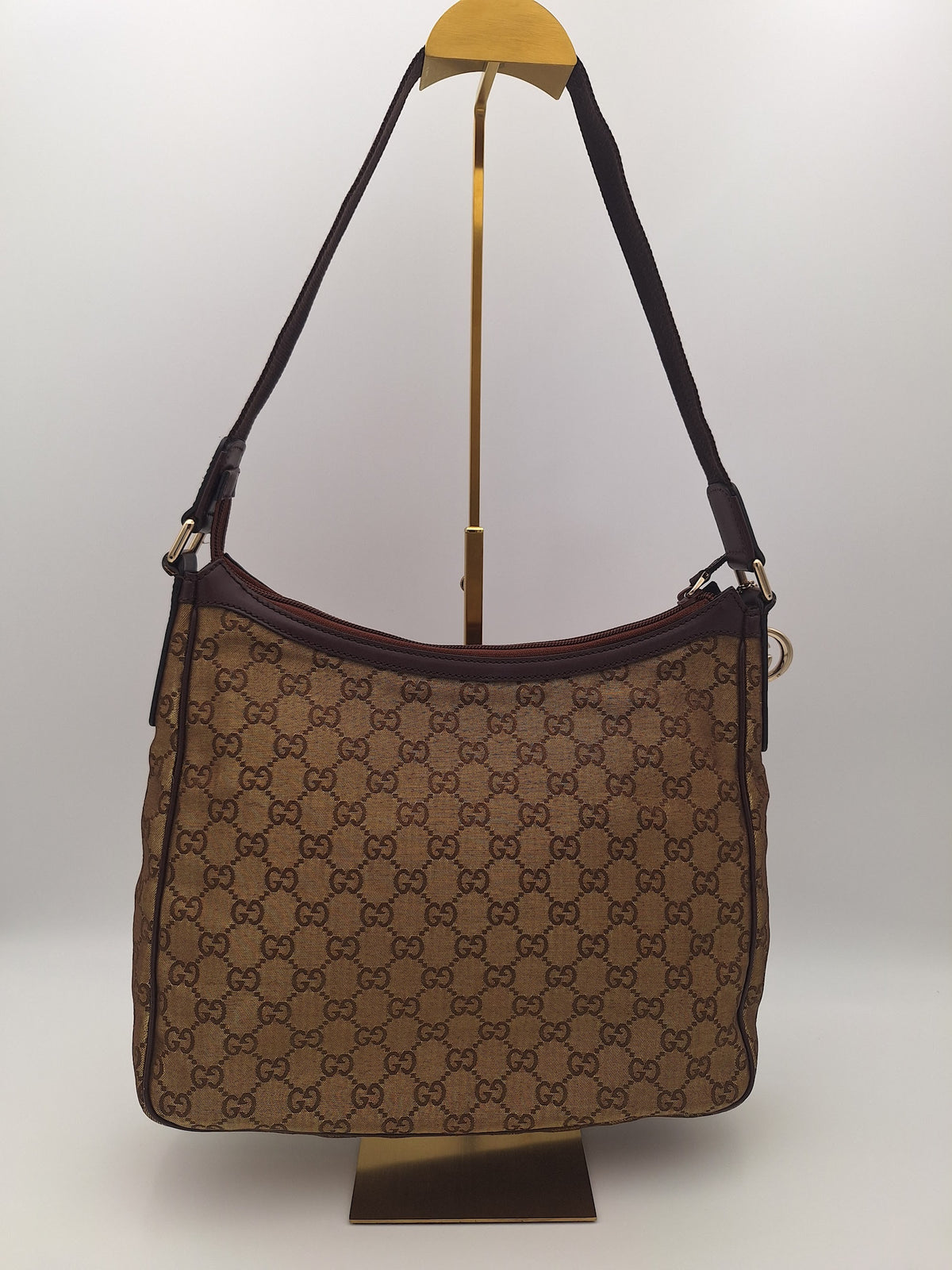Gucci GG Metallic Canvas Hobo Bag Gold