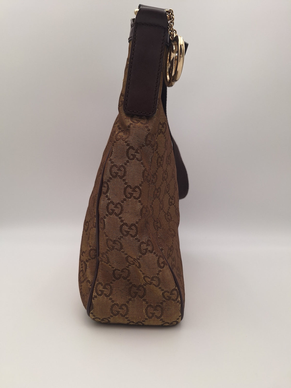 Gucci GG Metallic Canvas Hobo Bag Gold