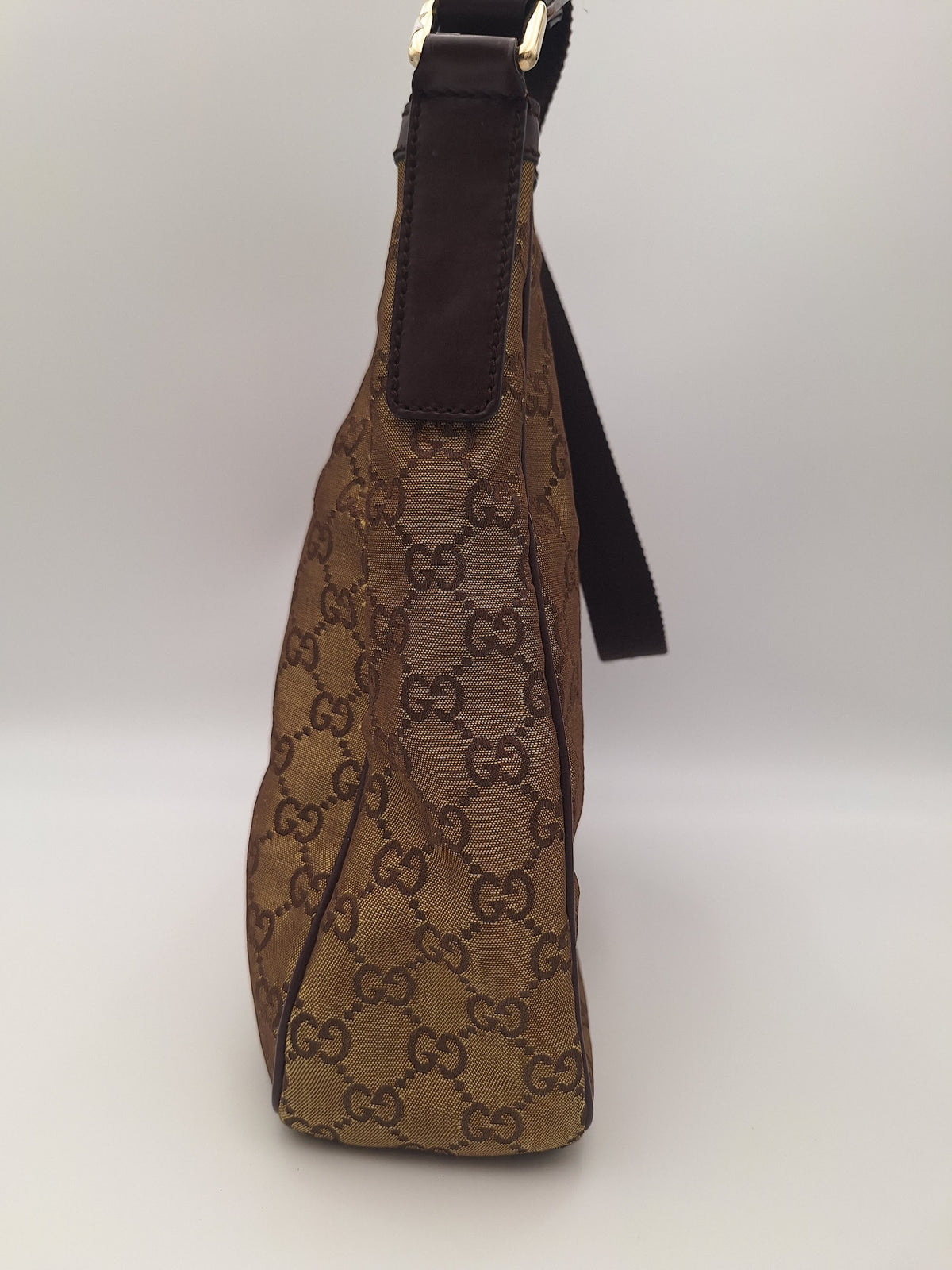 Gucci GG Metallic Canvas Hobo Bag Gold