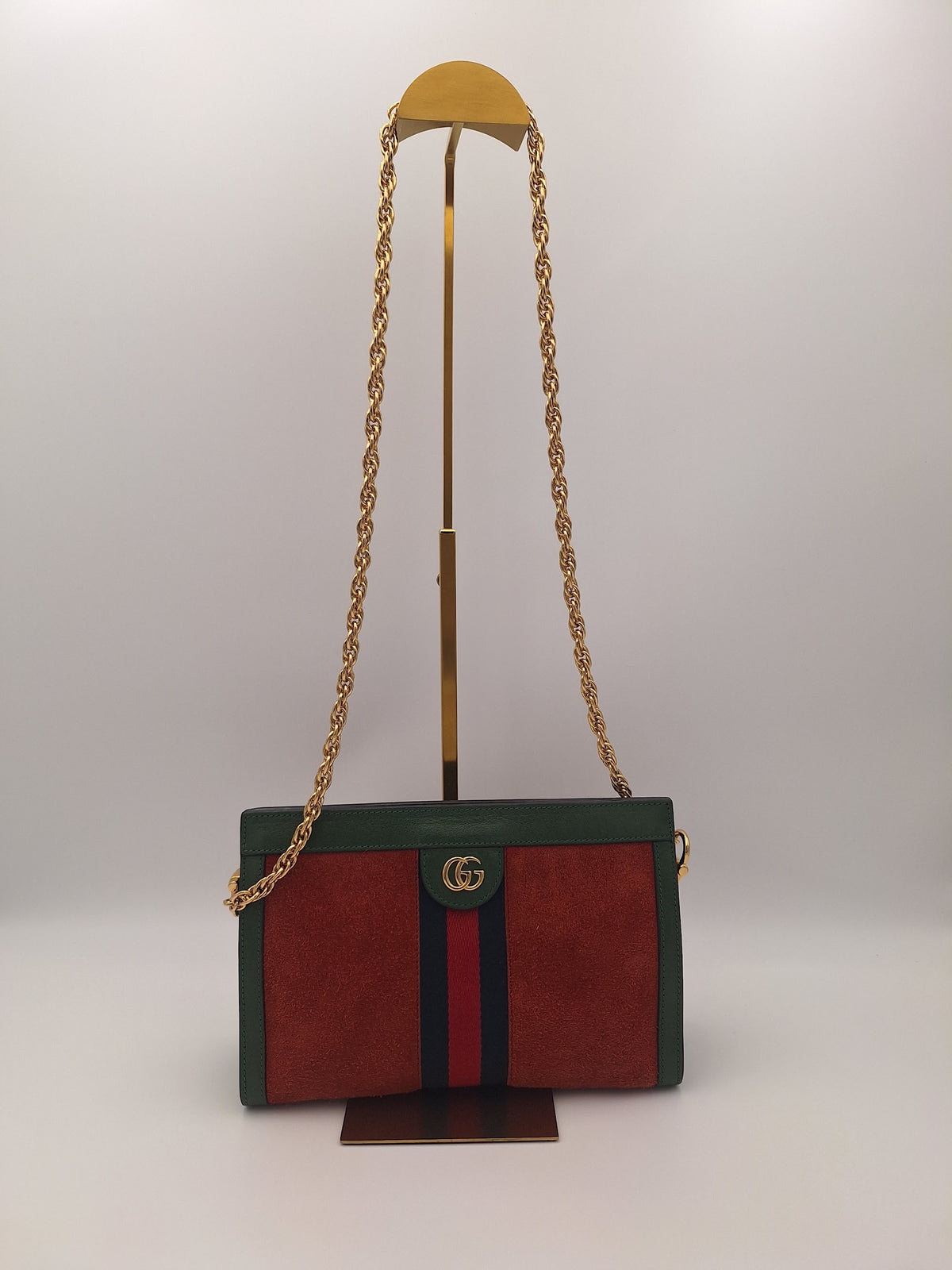 Gucci Ophidia Small Suede Shoulder Bag Orange Green