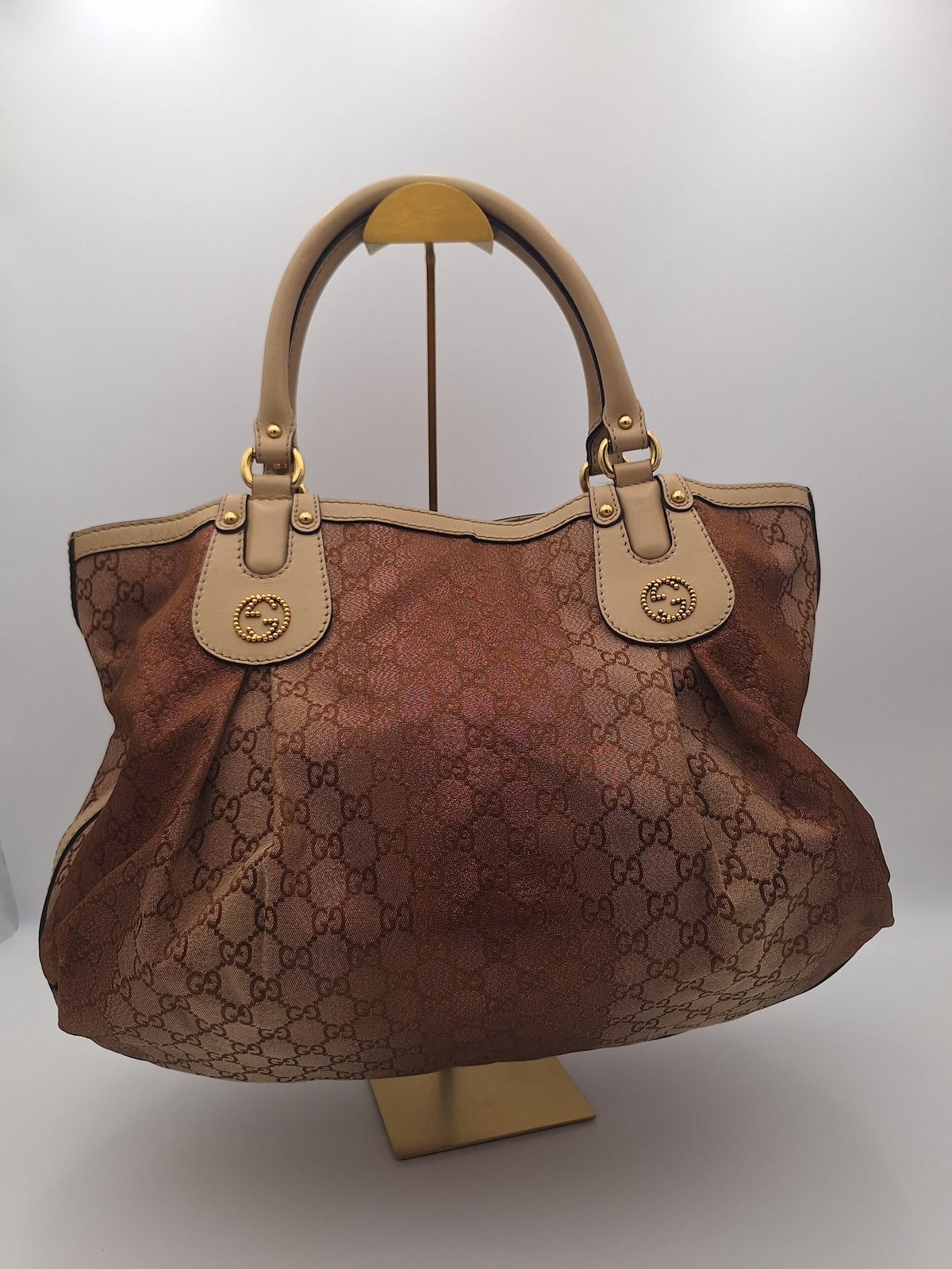 Gucci Scarlett GG Glitter Canvas Tote Bag Bronze