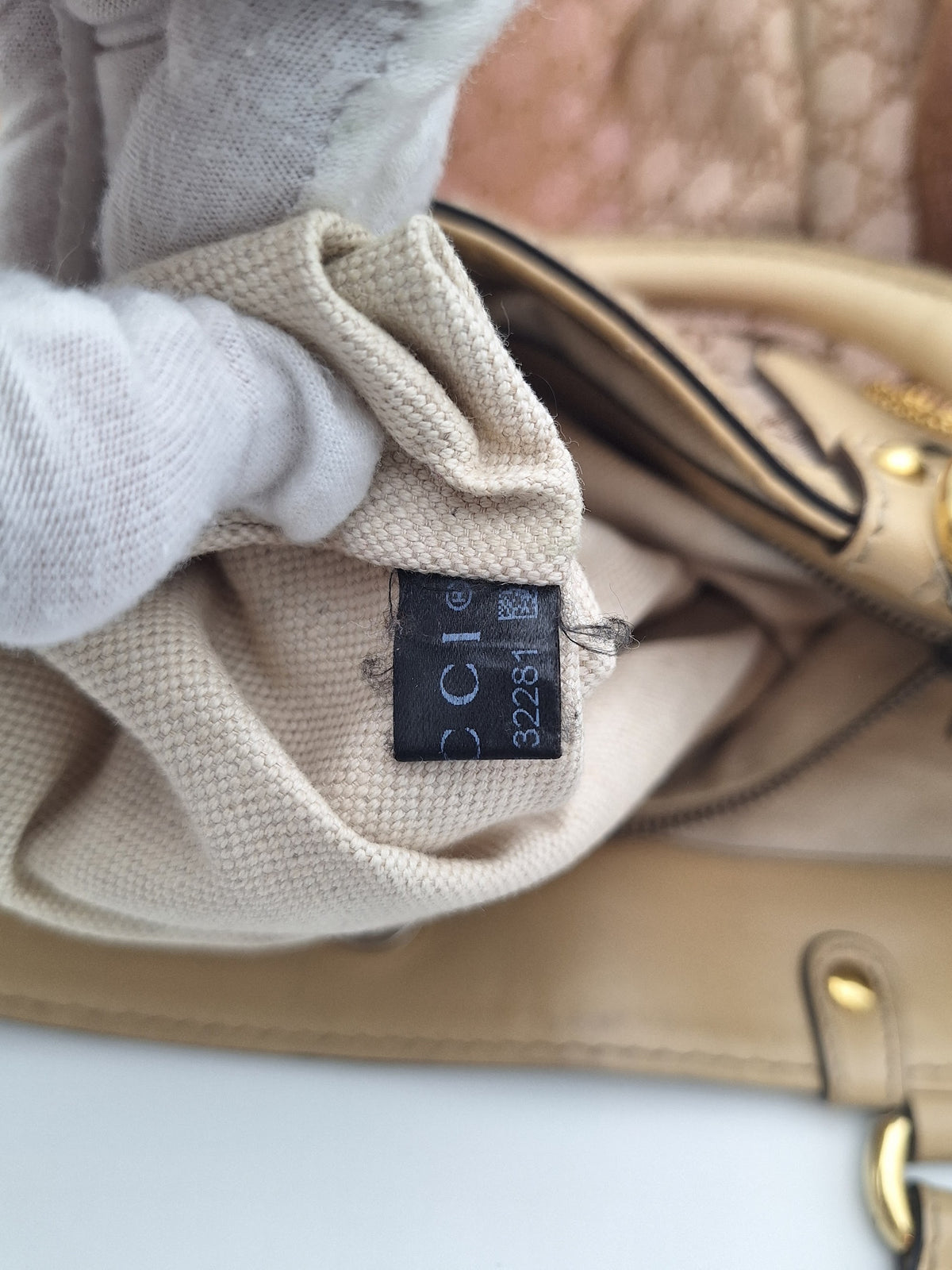 Gucci Scarlett GG Glitter Canvas Tote Bag Bronze