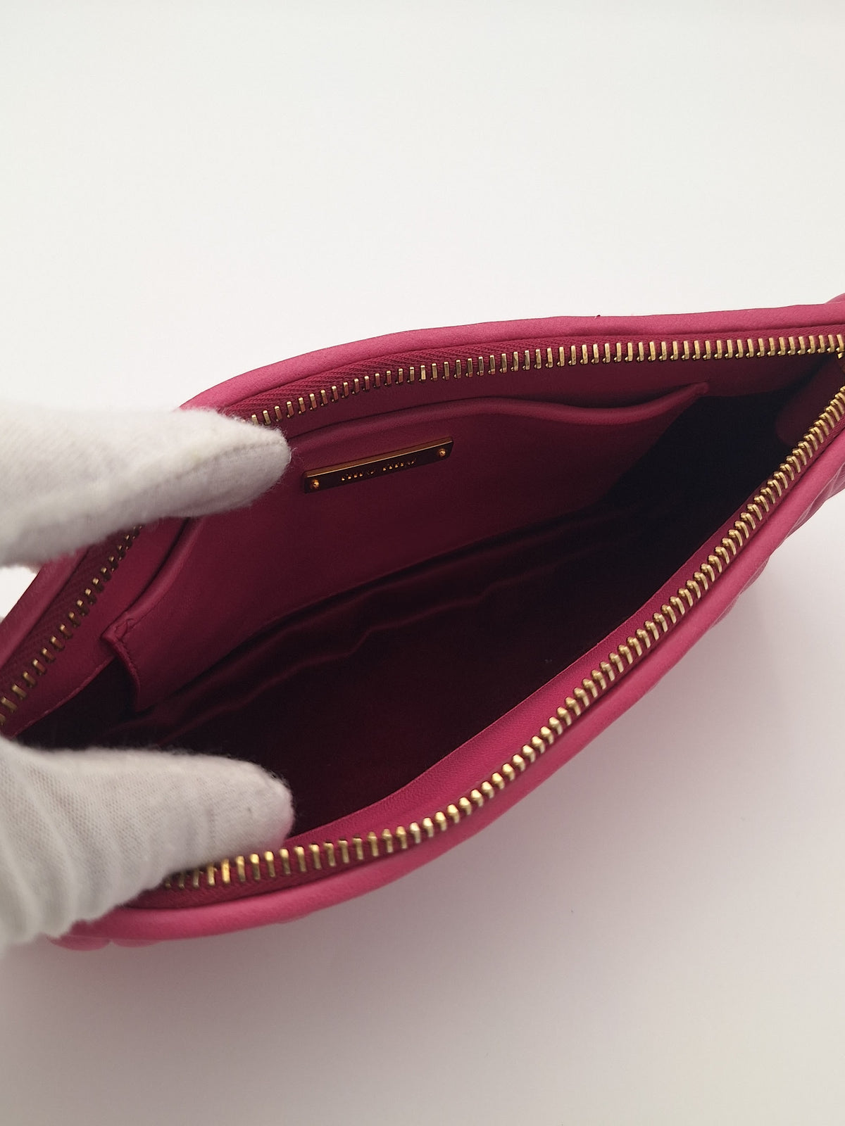 Miu Miu Matelassé Leather Wristlet Clutch Pink