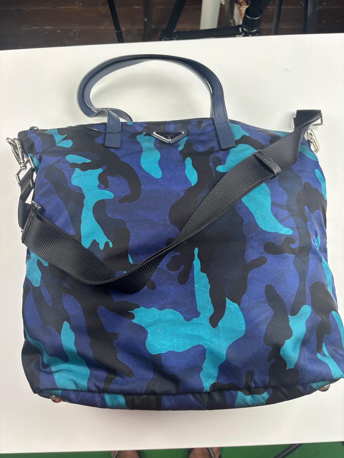 Prada Blue Tessuto Camouflage Nylon ONE Shoulder Bag 1BZ001 (V01670913P)