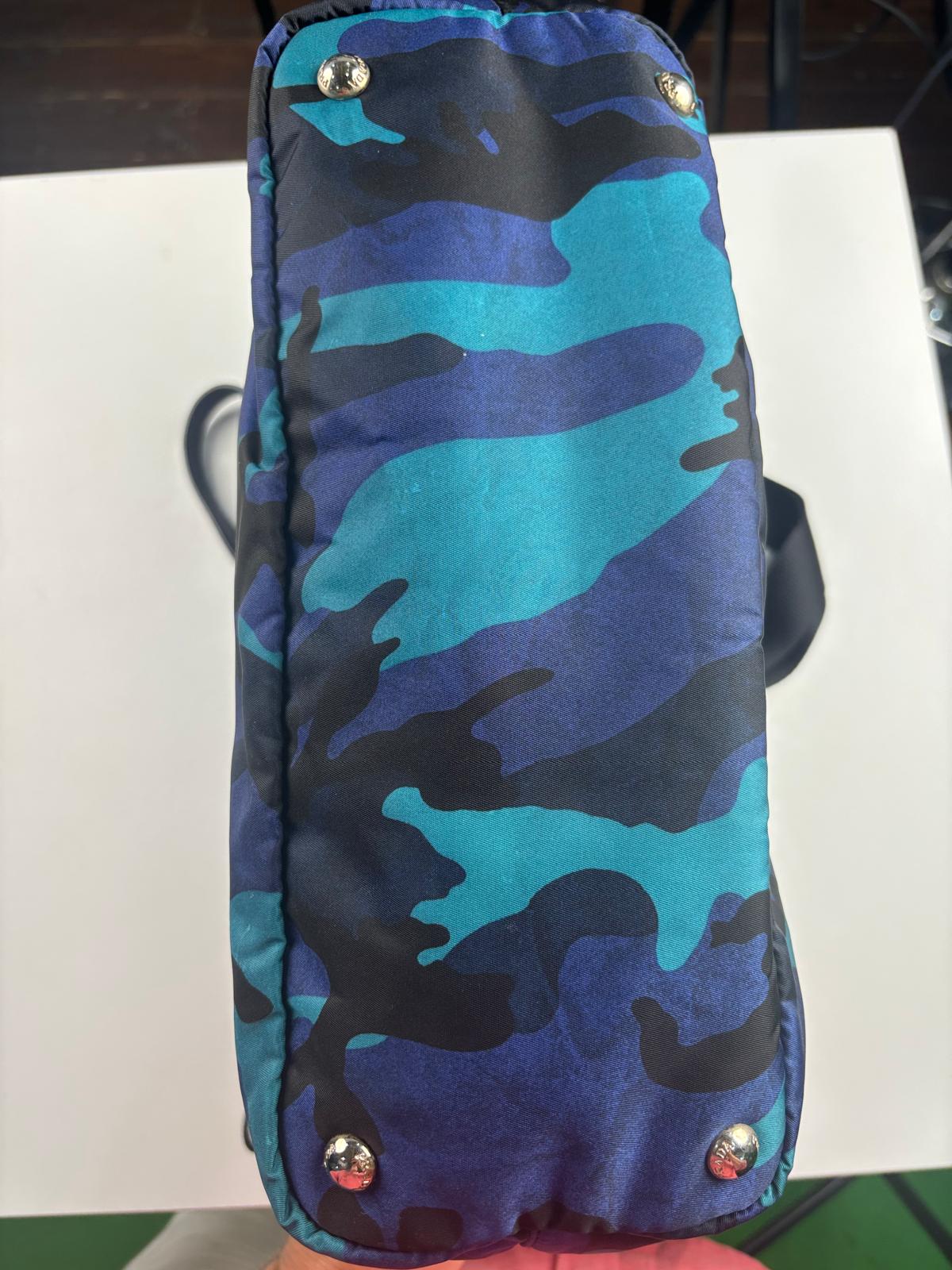 Prada Blue Tessuto Camouflage Nylon ONE Shoulder Bag 1BZ001 (V01670913P)