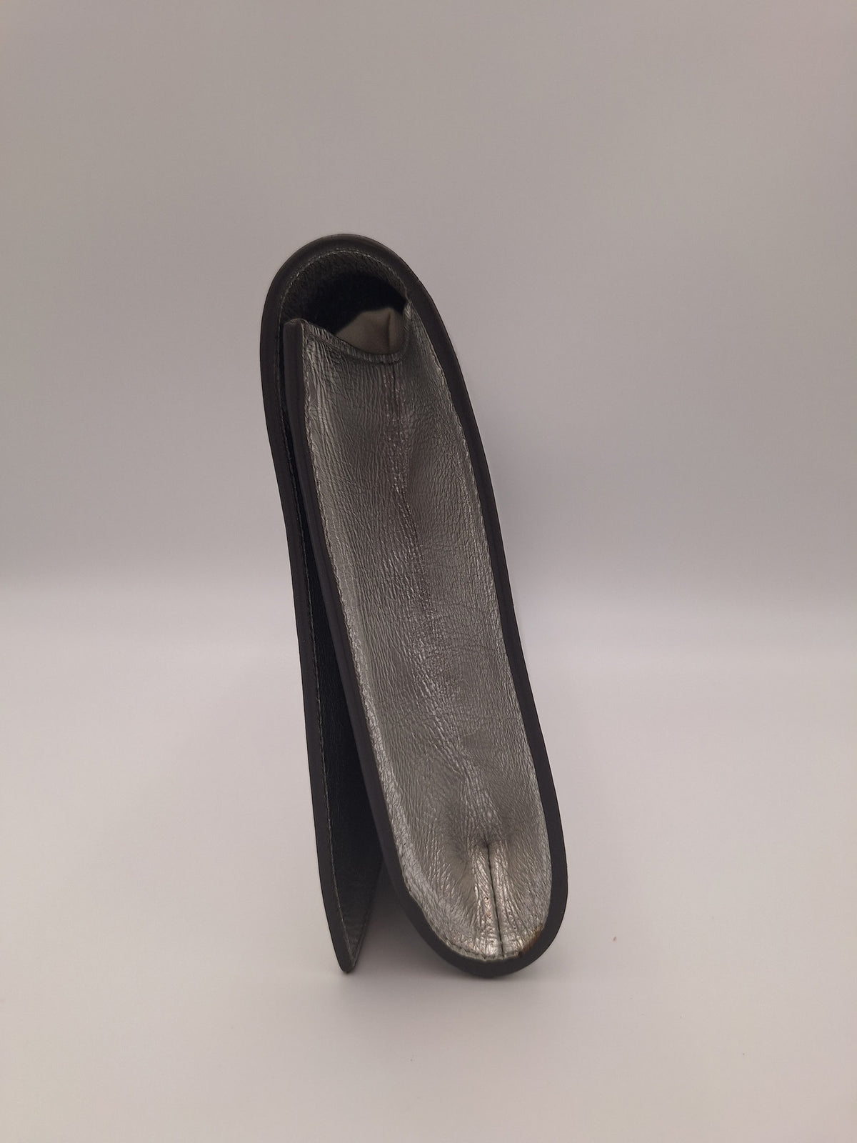 Saint Laurent Belle de Jour Metallic Leather Clutch Silver