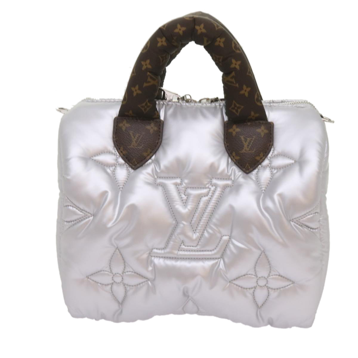 LOUIS VUITTON Linylon Speedy Bandouliere 25 Bag 2way Silver M20973 Auth 68692S