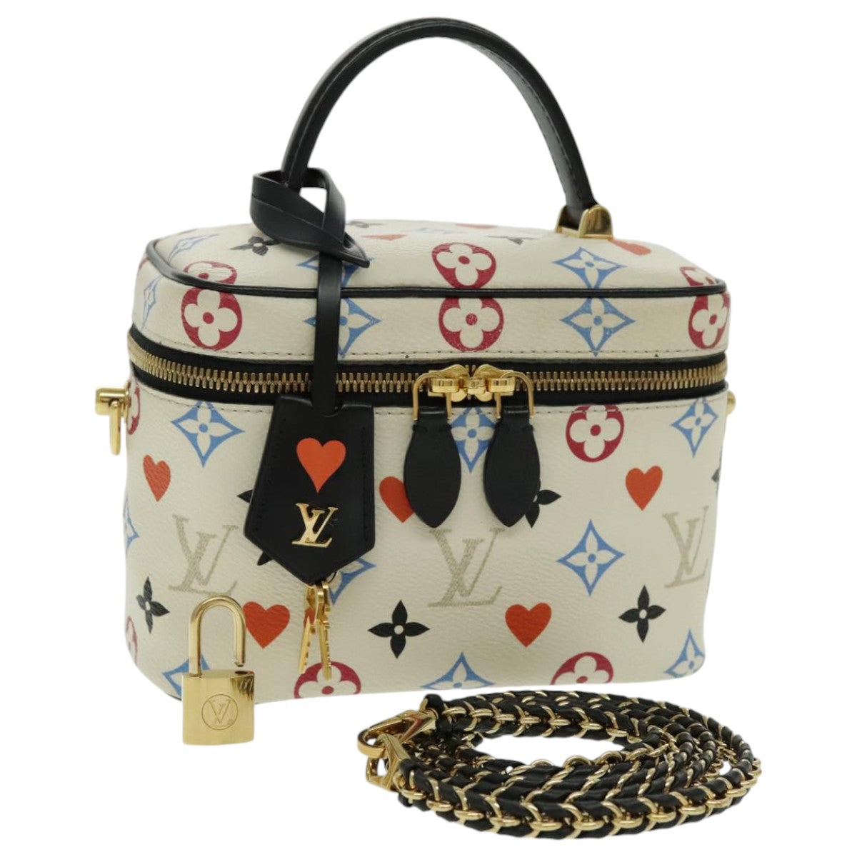 LOUIS VUITTON Monogram Game On Vanity PM Hand Bag White M57458 LV Auth 95384SA